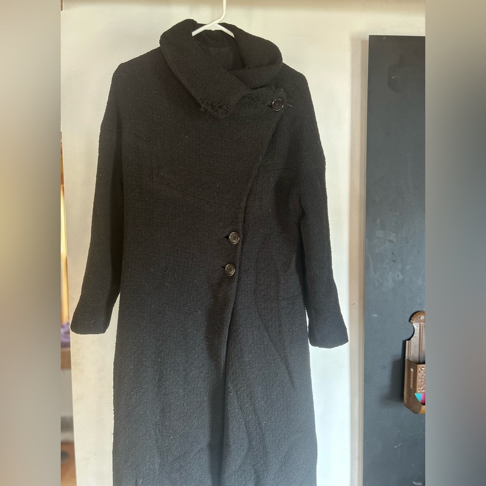 Vintage 50s/60s Black Boucle Maxi Coat Size S